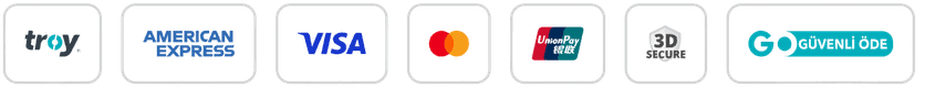 Payment methods: troy, American Express, Visa, Mastercard, UnionPay, 3D Secure, GO Secure Payment